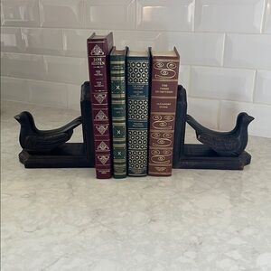 Vintage Hunsa Hand Carved Wooden Bird Book Ends made from mango wood India